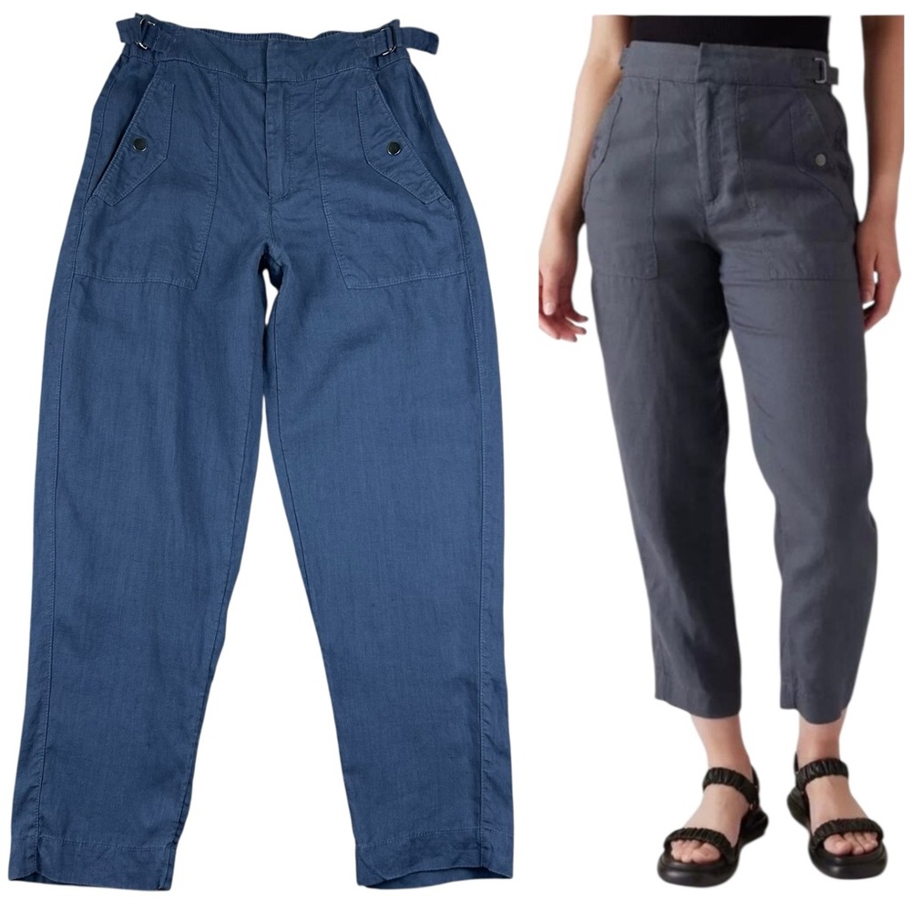 Athleta Voyager 100% Linen Pants Size 0 High Waist Relaxed Fit Boho Lagenlook